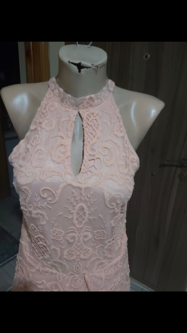 Pembe Dantel Mini Abiye Elbise - Görsel 2