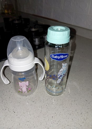 Bebek Biberonu Seti, Pastel Beyaz ve Mint Yeşili - Görsel 4