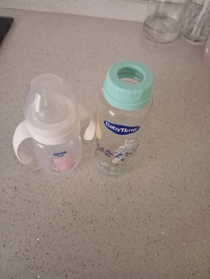 Bebek Biberonu Seti, Pastel Beyaz ve Mint Yeşili - Görsel 2