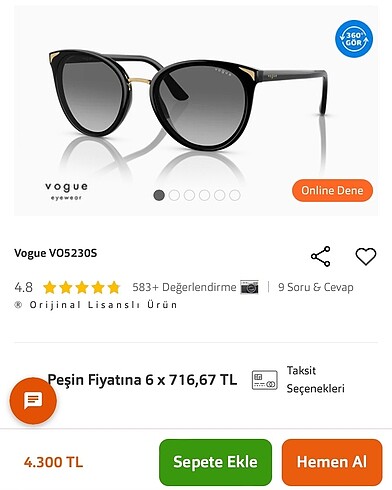 Vogue gözlük orijinal