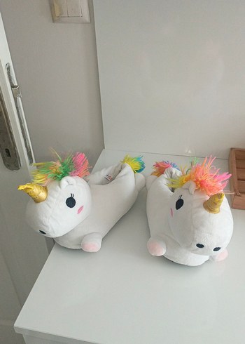 28 Beden Renkli Unicorn Kız Çocuk Ev Terliği