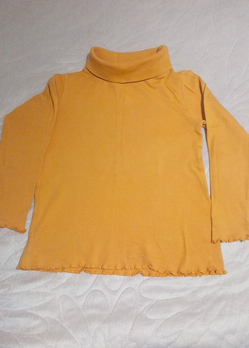 Kız Çocuk Sarı Boğazlı Uzun Kollu Tişört - Görsel 2