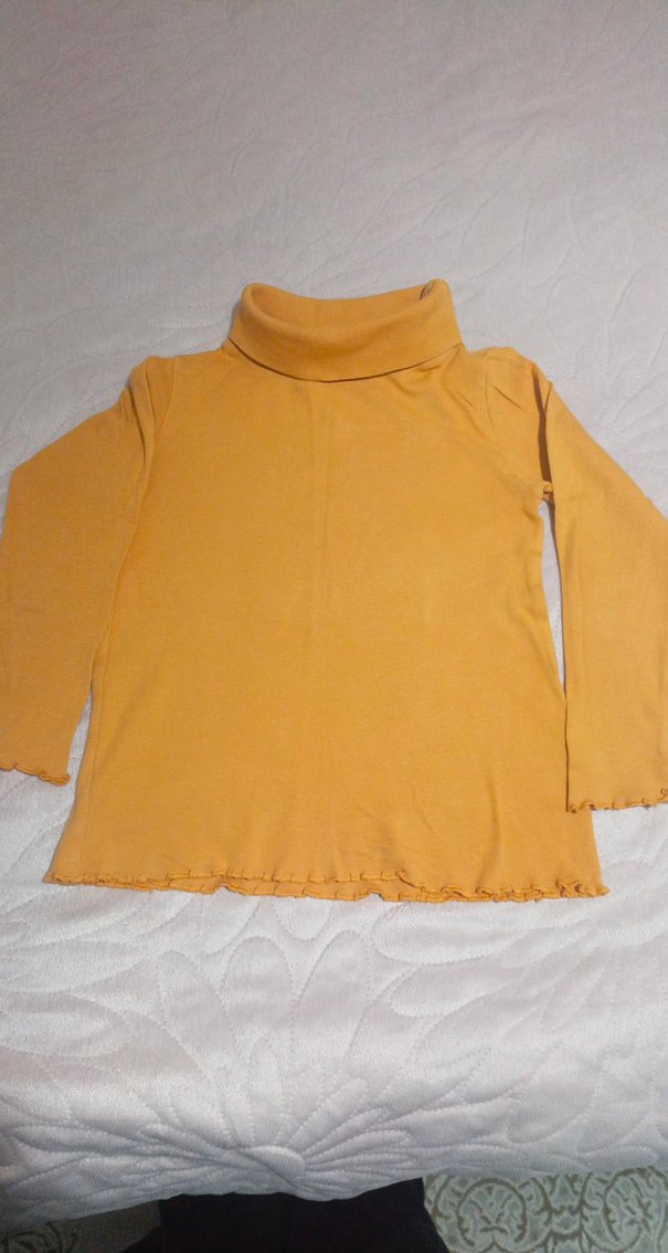 Kız Çocuk Sarı Boğazlı Uzun Kollu Tişört - Görsel 2