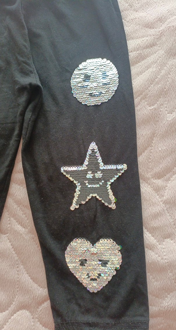 Pul işlemeli siyah kız tayt - Görsel 2