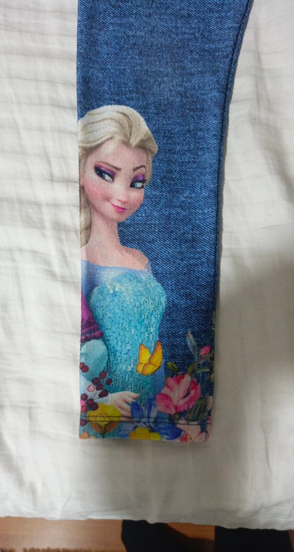 Kız Çocuk Renkli Baskılı Denim Tayt - Görsel 2