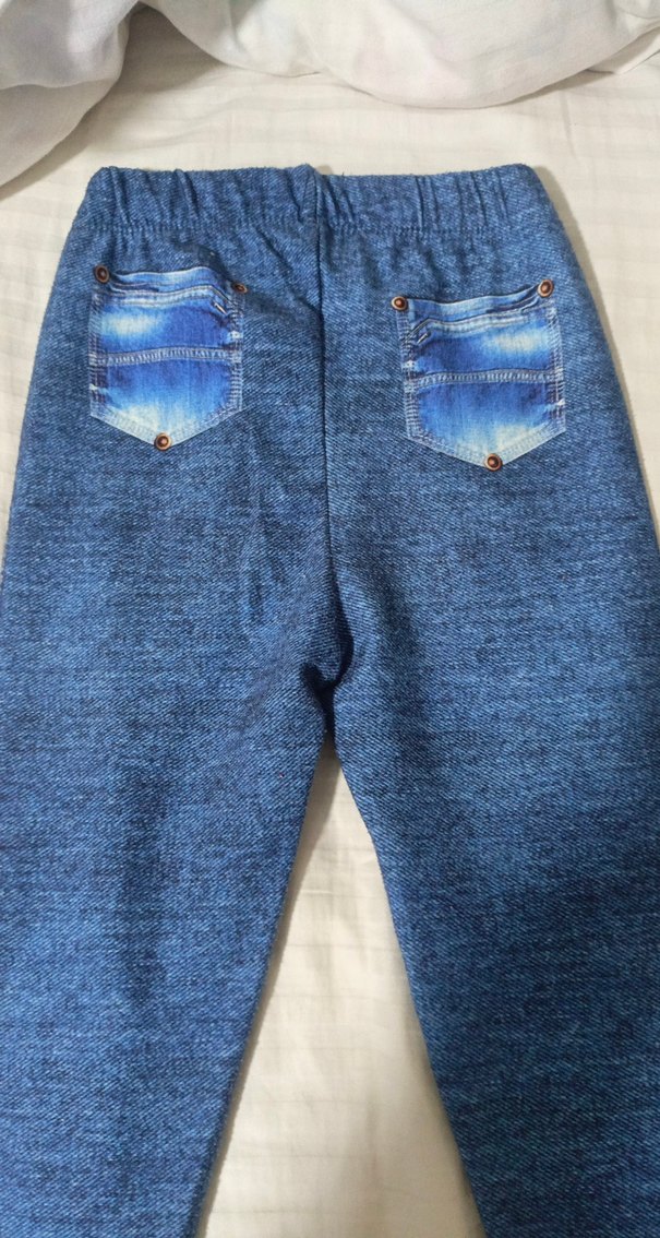 Kız Çocuk Renkli Baskılı Denim Tayt - Görsel 5