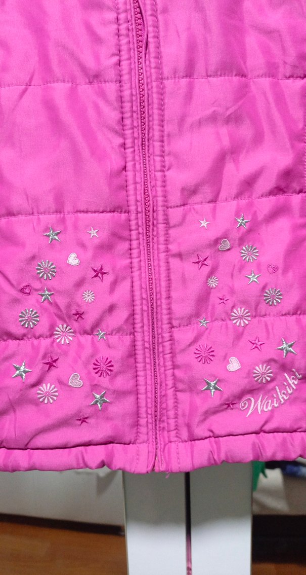 Kız Çocuk Kapüşonlu Nakışlı Pembe Mont - Görsel 2