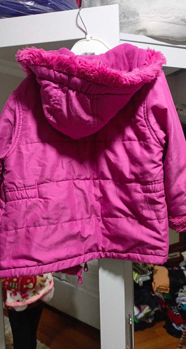 Kız Çocuk Kapüşonlu Nakışlı Pembe Mont - Görsel 5