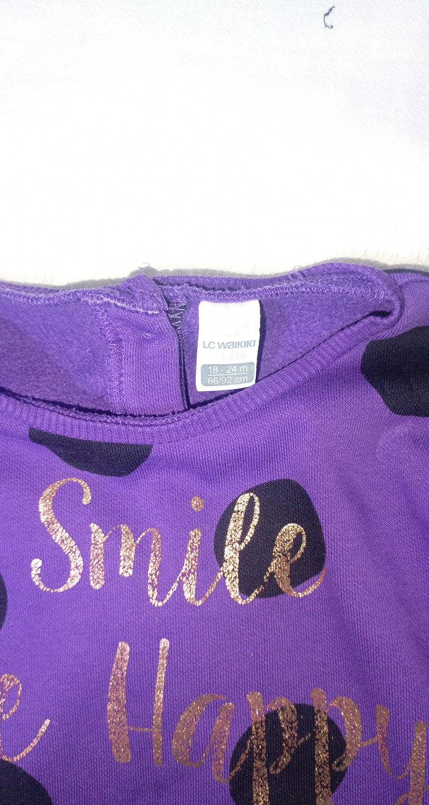 Renkli Baskılı Mor Kız Çocuk Elbise - Görsel 3