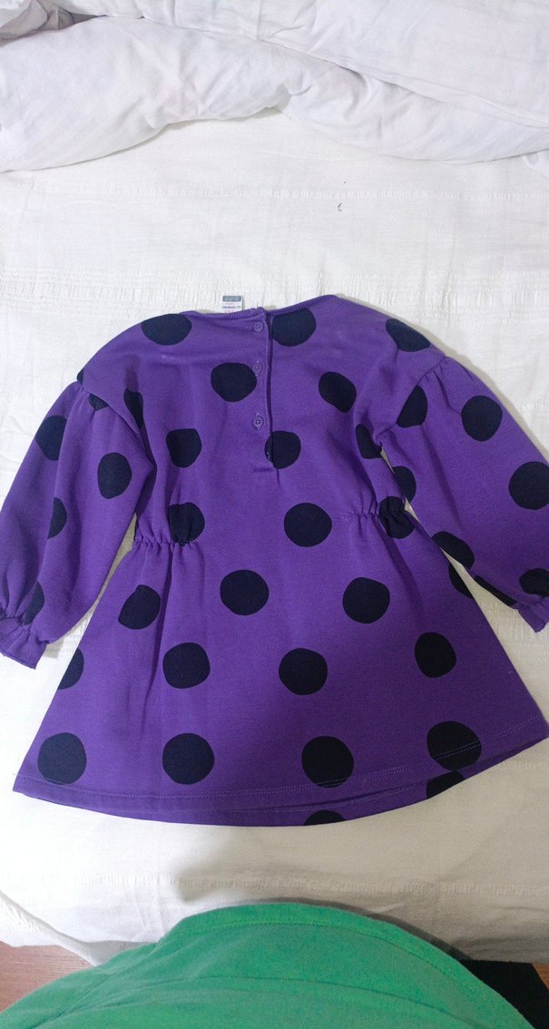 Renkli Baskılı Mor Kız Çocuk Elbise - Görsel 4