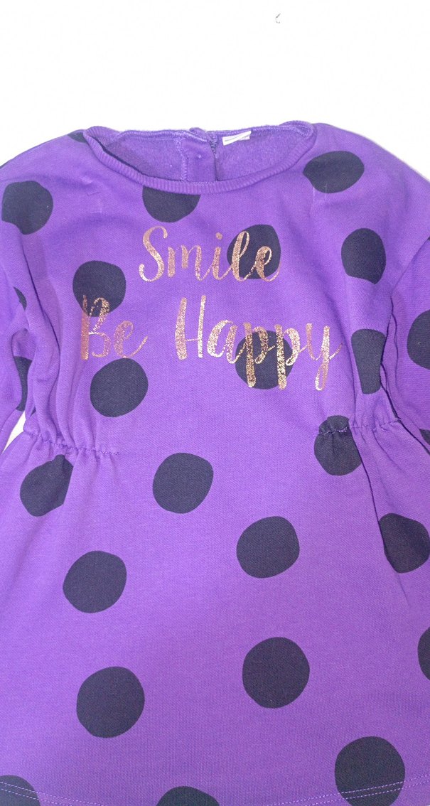 Renkli Baskılı Mor Kız Çocuk Elbise - Görsel 2