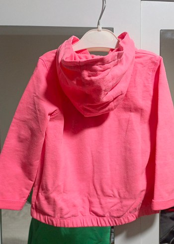 Pembe Kız Çocuk Kapüşonlu Fermuarlı Sweatshirt - Görsel 3