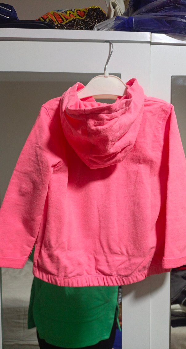 Pembe Kız Çocuk Kapüşonlu Fermuarlı Sweatshirt - Görsel 3