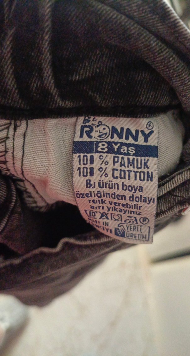 Gri Düğmeli Kız Kot Pantolon - Görsel 3