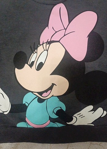 Kız Çocuk Gri Uzun Kollu Mickey Baskılı Sweatshirt - Görsel 3