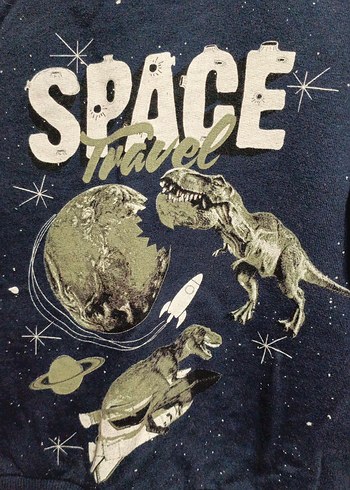 Erkek Çocuk Mavi Uzay Baskılı Sweatshirt - Görsel 2