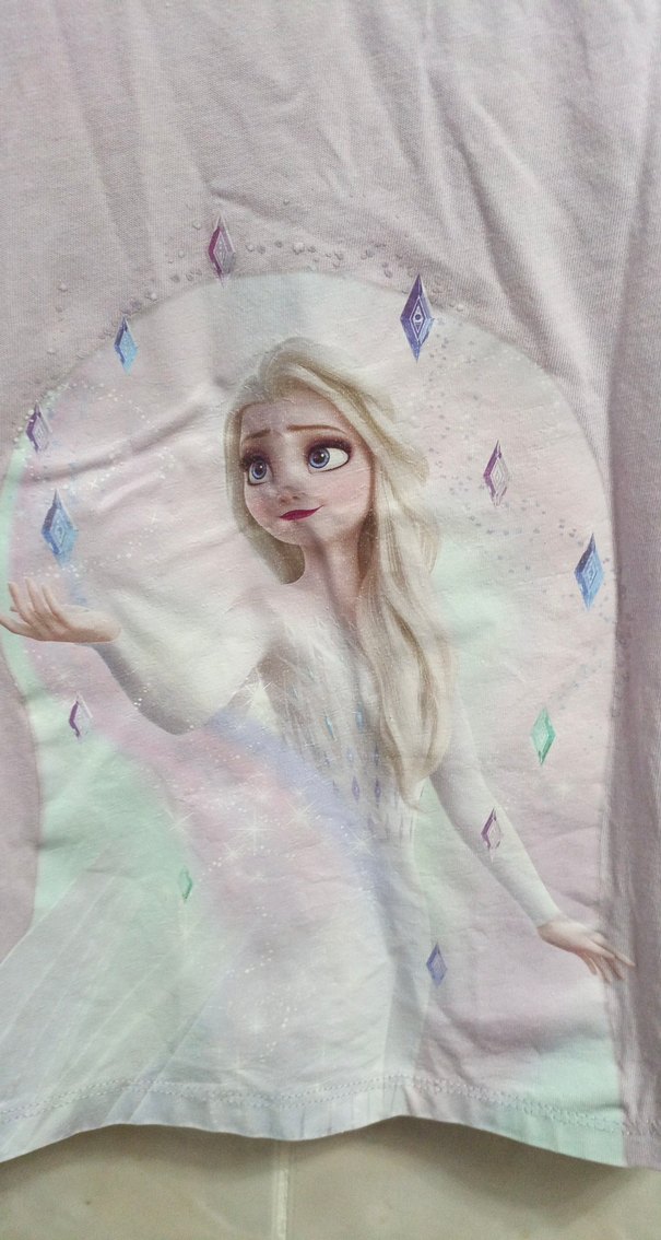 Kız Çocuk Mor Baskılı Fırfırlı Tişört - Görsel 2