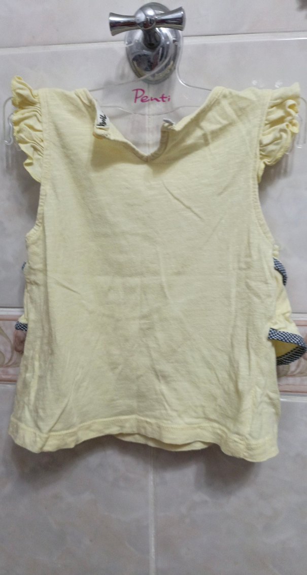 Kız Çocuk Sarı Kolsuz Fırfırlı Elbise - Görsel 3