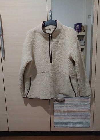 BEJ FERMUARLI ÖN CEPLİ PELUŞ SWEATSHİRT - Görsel 2