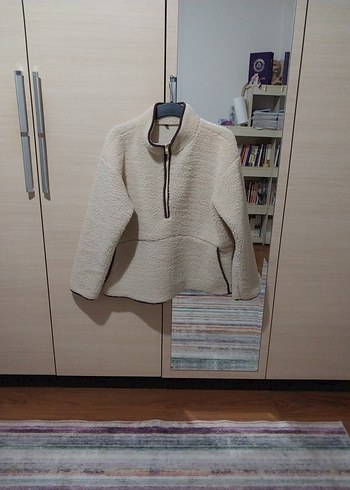 BEJ FERMUARLI ÖN CEPLİ PELUŞ SWEATSHİRT - Görsel 7