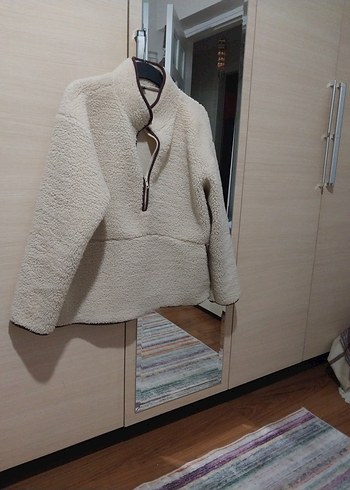 BEJ FERMUARLI ÖN CEPLİ PELUŞ SWEATSHİRT - Görsel 5