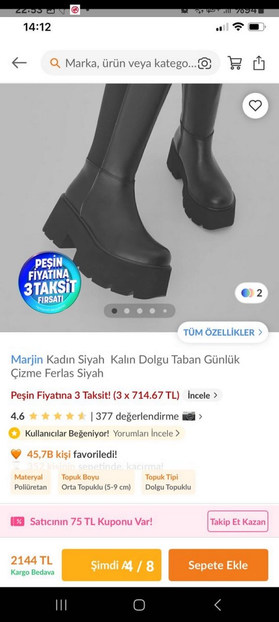 MARJİN DOLGU TABAN GOTİK ÇİZME - Görsel 4