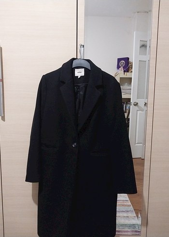 Tek Düğmeli Siyah Kaban - Görsel 2