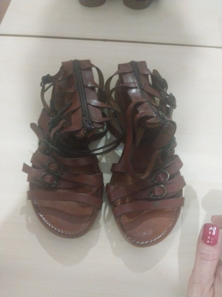 HAKİKİ DERİ GLADYATÖR SANDALET - Görsel 2