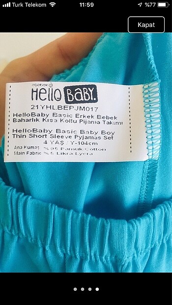 4 Yaş Beden lacivert Renk Hellobaby erkek çocuk pijama takımı