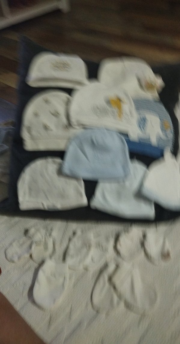 Bebek Erkek Beyaz Pamuklu Örme Şapka Seti eldiven ile birlikte - Görsel 3