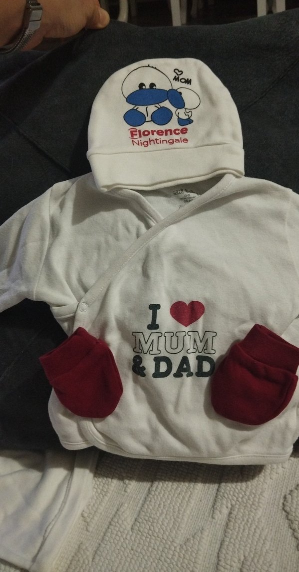 Uzun Kollu Beyaz Bebek Hastane Kıyafeti - Görsel 2