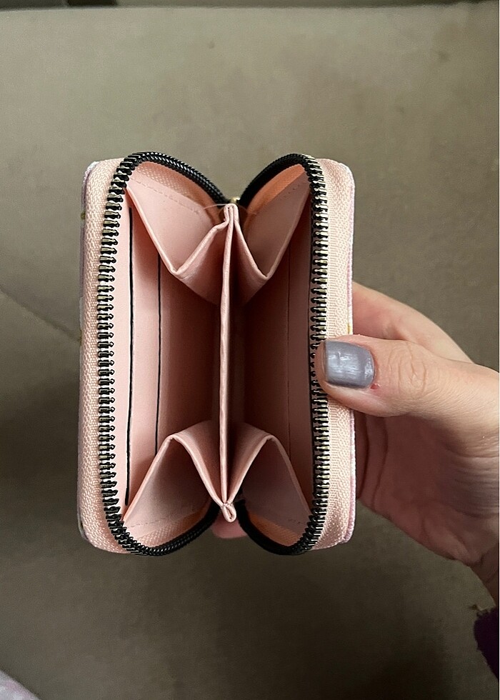 Papatyalı pembe küçük cüzdan - Görsel 2