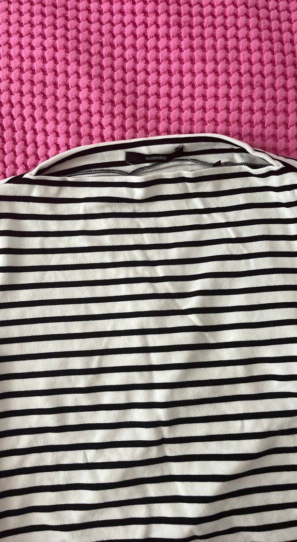 Beyaz Çizgili Uzun Kollu Bluz - Görsel 2