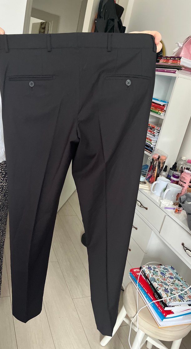 Düğmeli Siyah Erkek takım erkek Pantolonu - Görsel 2