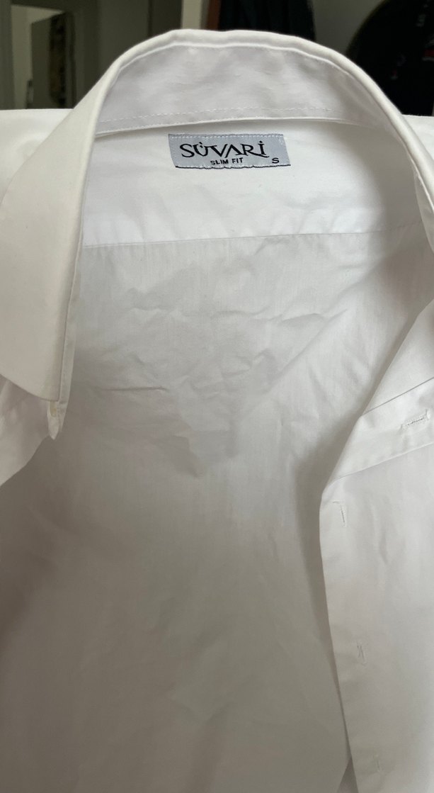 Düğmeli Beyaz Pamuklu erkek  Gömleği - Görsel 2