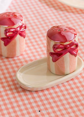 LCW HOME Pembe Fiyonk Desenli Seramik Tuzluk ve Biberlik - Görsel 2