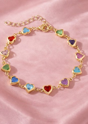 Renkli İşlemeli Kalp Desenli Bileklik - Görsel 5