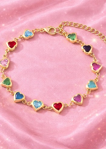 Renkli İşlemeli Kalp Desenli Bileklik - Görsel 3