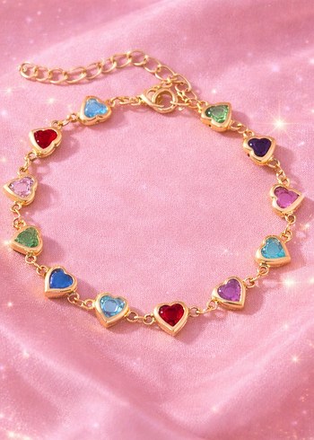 Renkli İşlemeli Kalp Desenli Bileklik - Görsel 4