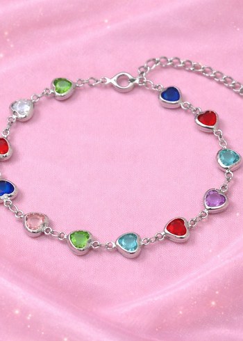 Renkli İşlemeli Kalp Desenli Bileklik - Görsel 6