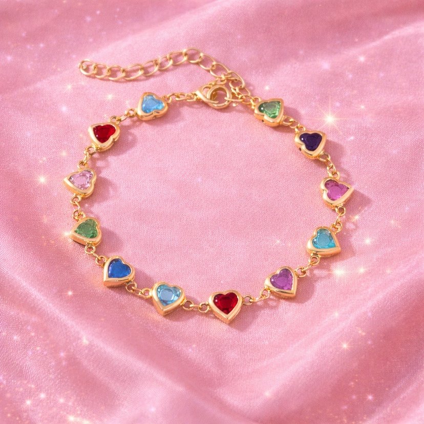 Renkli İşlemeli Kalp Desenli Bileklik - Görsel 4