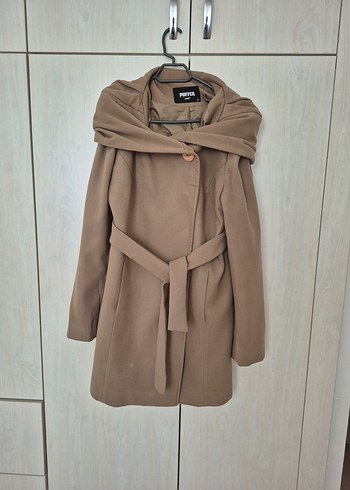 Kahverengi Kuşaklı Kadın Kaban - Görsel 2