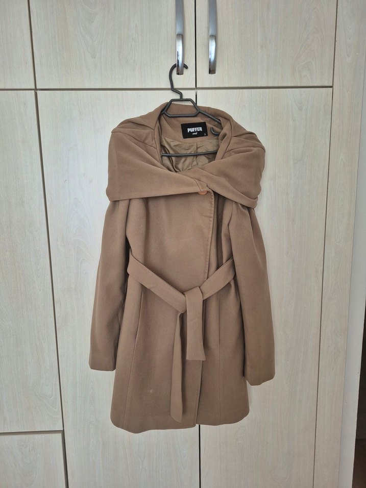 Kahverengi Kuşaklı Kadın Kaban - Görsel 5