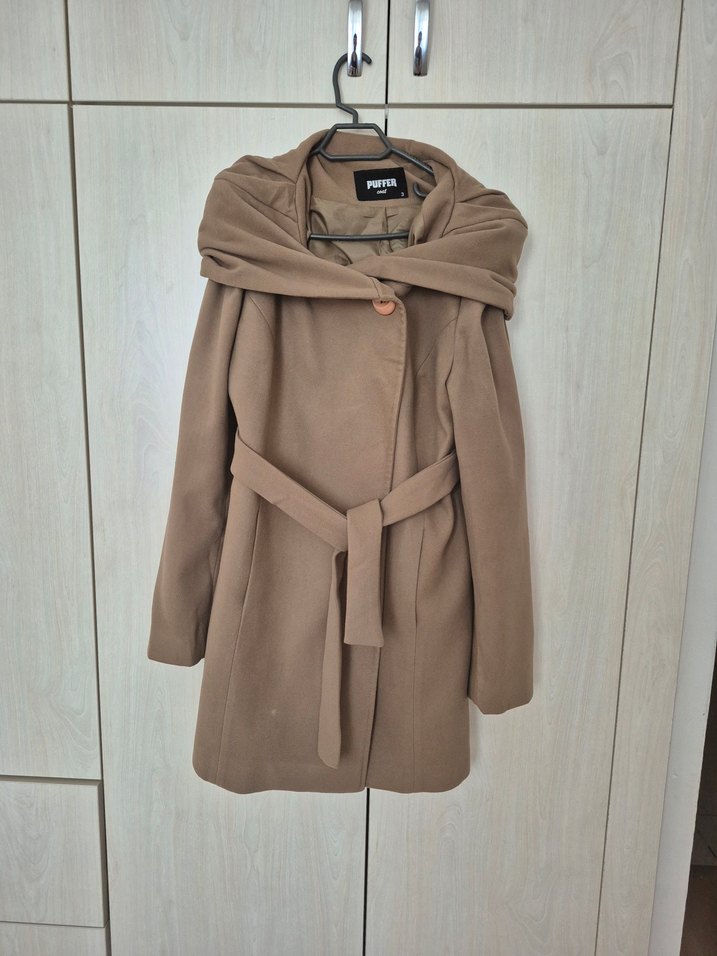 Kahverengi Kuşaklı Kadın Kaban - Görsel 2