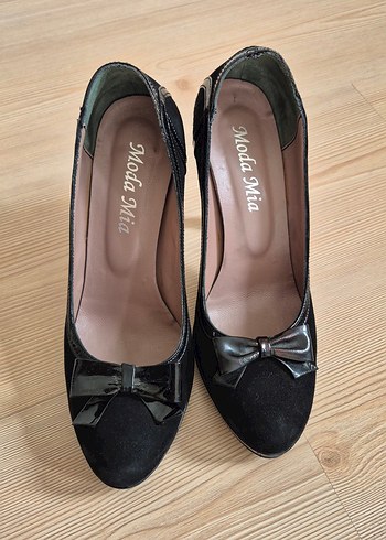 Siyah Fiyonklu Yüksek Topuklu platform ayakkabı - Görsel 5