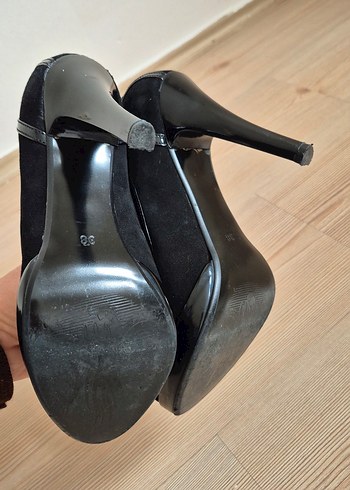 Siyah Fiyonklu Yüksek Topuklu platform ayakkabı - Görsel 8
