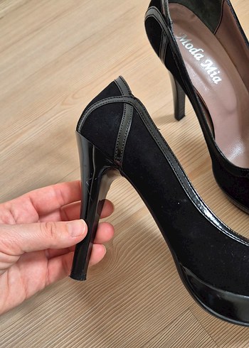 Siyah Fiyonklu Yüksek Topuklu platform ayakkabı - Görsel 9