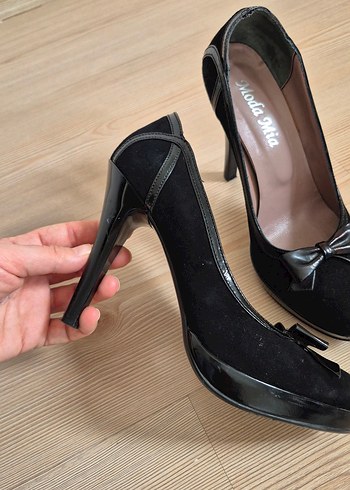 Siyah Fiyonklu Yüksek Topuklu platform ayakkabı - Görsel 10