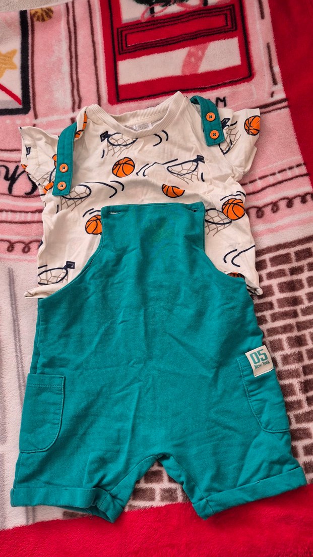 Renkli Baskılı Kısa Kollu Erkek Tulum - Görsel 2