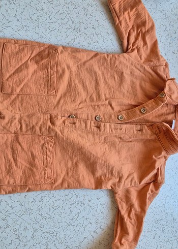 Uzun Kollu Düğmeli kiremit rengi Bebek Tulum - Görsel 3